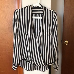 Black and white striped blouse